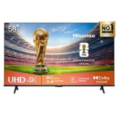 Smart TV UHD 4K Hisense DLED 58” Polegadas com Sleep Timer, Entrada HDMI e Wi-Fi - 58A6NV
