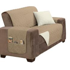 Protetor De Sofá Manu 2 Lugares Padrão Liso Dupla Face Tecido Microfibra Kaqui/Marrom