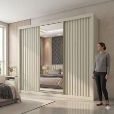 Guarda-Roupa Europa Grécia com espelho, 3 portas de correr, 6 gavetas e 12 prateleiras – 226 cm de largura