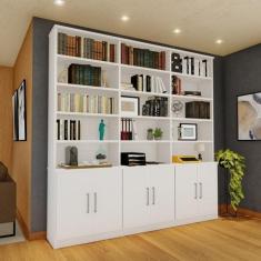 Estante de Livros Moderno MDF 230cmx232,5cm 6 Portas 5 Prateleiras - F