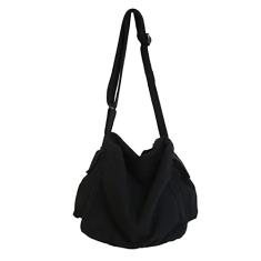Bolsa unissex transversal, de ombro, de lona macia, moderna, grande capacidade, cor sólida, bolsa carteiro, bolsa casual