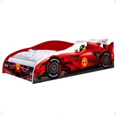 Cama Infantil Carro Corrida Fórmula 1 Mini Cama mdf Montessoriana Segura Decoração Quarto Menino Criança - Vermelho - rpm Móveis