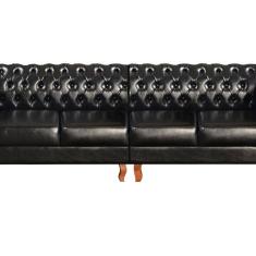 Sofá Duquesa Chesterfield Modulado 4 Lugares Decoração Recepção Preto