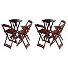 Kit 2 Jogos de Mesa Bistrô de Madeira Dobrável com 3 Banquetas - Imbuia