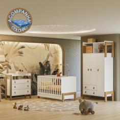 Quarto de Bebê Fantasia Completo Qmovi Branco Acetinado + Colchão Orto