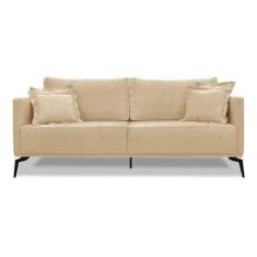 Sofá 3 Lugares Lazio Linho Dourado 200 cm - Spezzia Decor