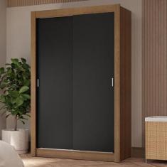 Guarda-Roupa Solteiro 2 Portas de Correr 4 Gavetas Rustic/Preto Vivare