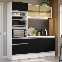 Cozinha Compacta Madesa Diamante com Armário, Balcão e Tampo, Preto