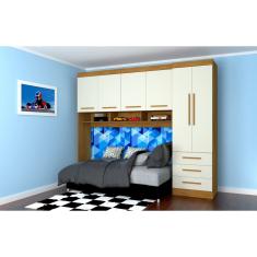 Guarda Roupa Modulado Solteiro 6 Portas e 3 Gavetas Belgica/America Freijo/Off White - Mopar