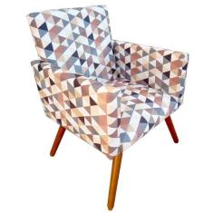 Poltrona Decorativa Nina Suede Triângulo Bege Pés Palito Sala Quarto R