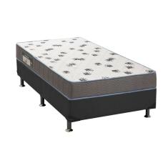 Cama Box Solteiro: Colchão Espuma Ortobom D33 Light Saúde + Base crc Suede Cinza(88x188)