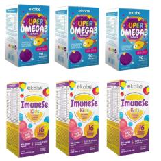 3x Super Ômega 3 + 3x Imunese Kids 16 Vitaminas- Ekobé Kids