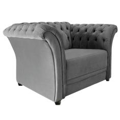 Poltrona Decorativa Chesterfield Sofia Suede Cinza Adj Decor