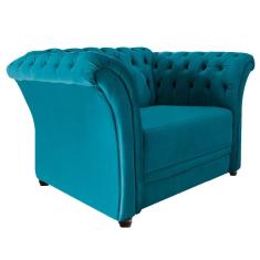 Poltrona Decorativa Chesterfield Sofia Suede Azul Turquesa