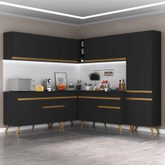Cozinha Completa De Canto Veneza Gb Mp2067 Com Armário E Balcão Preta