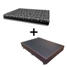 Cama Box Casal Belize Bello Box D33 138x188 Espuma Tecido Sintético Marrom Preto Bello Box