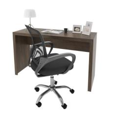 Escrivaninha 127cm ME4135 com Cadeira Diretor Tela Mesh Tok 3310 Rústico