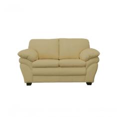 Sofá De Couro Gana 2 Lugares Bege Ivory