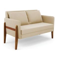 Sofá Namoradeira Lana Suede Base de Madeira D03 - D'Rossi - DMOV, Bege