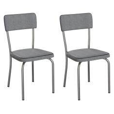 Conjunto com 2 Cadeiras Mackay Cinza e Cromado