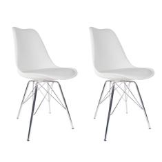 Conjunto com 2 Cadeiras Saar Cromado e Branco