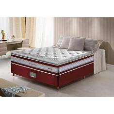 Conjunto Cama Box Casal de Molas Ensacadas D33 com Pillow Top Cama Inbox Select 138x188x70 Vinho