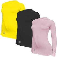 Kit C/ 3 Camisas Térmicas Feminino Stigli Pro Proteção Solar FPU 50+ Manga Longa Rash Guard J