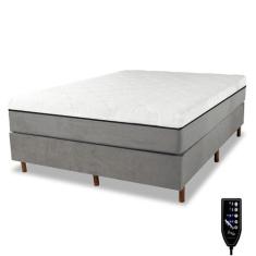 Cama Box e Colchão Magnético Massageador - Therapy Life Basic, Cinza, 