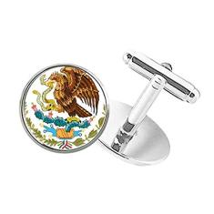 DIYthinker Abotoaduras com clipe de botão redondo com emblema Nacional do México