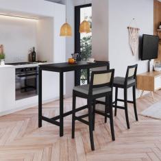 Conjunto Mesa Bistrô com 2 Banquetas Tiê CabeCasa MadeiraMadeira Preto/Cinza
