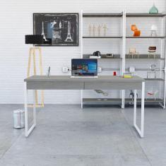 Mesa para Escritório 150cm 2 Gavetas Kuadra Snow / Est.Branca