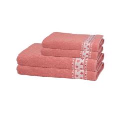 Jogo De Toalhas Döhler Jacquard Premium Corações Banho 4 Pçs