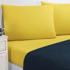 Jogo De Cama Malha Lençol 100% Algodão Gran Moratta 4 Peças Queen - Az