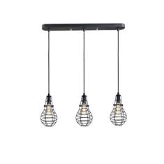 Luminária Pendente Aramado  Lamp TRIO Linear Preto Ref: Lt-166-L - Lux