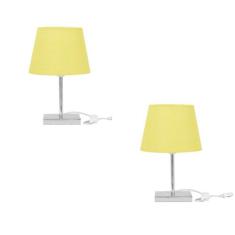 Kit 2 Abajur Eros Dome Amarelo Bolinha com Base Quadrada - MARRYLUZ
