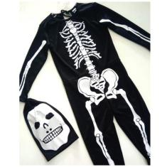 Fantasia Esqueleto infantil macacão com máscara do 2 ao 10 anos a pron
