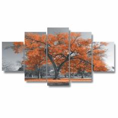 Kit Quadros Decorativos Arvore Vida Botanico Laranja