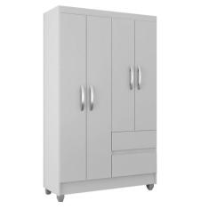 Guarda Roupa Solteiro Lohaine 4 Portas Branco - A Móveis Arapongas, Br