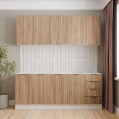 Cozinha Modulada 4 Peças Sem Tampo Com Rodapé 2 Aéreos E 2 Balcões Ipanema Cabecasa Madeiramadeira Acácia