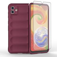 Asuwish Capa de celular para Samsung Galaxy A04 com protetor de tela de vidro temperado e TPU macio, fina, à prova de choque, capa protetora de silicone acessórios Ao4 A 04 4G mulheres homens móveis