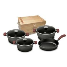 Jogo de panelas de ferro fundido 3 caçarola e frigideira mta