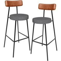 Kit 02 Banquetas Alta Bar Cozinha Sala Jantar Milão L02 material sinté