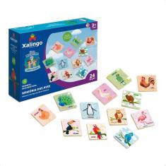 Jogo Da Memória Infantil +3 Anos 24 Peças Aves Passatempo Em Madeira R