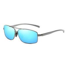 Óculos De Sol Aoron Retangular Polarizado Proteção Uv400, Azul céu