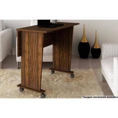 Mesa Multiuso Casal Dobrável Me4117 C- Rodízios Nogal - Tecno Mobili