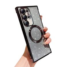 phylla Capa para celular Samsung Galaxy S24 Ultra 5g 17.3 cm 5g magnética Gardient Glitter compatível com Magsafe Luruxy Plated Cute Bling Clear Cover Soft Silicone à prova de choque galvanizado
