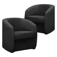 Conjunto 2 Poltronas Decorativas Conceito Orgânico FLY para Sala Bouclê Preto SOFA STORE