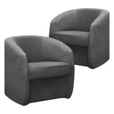 Conjunto 2 Poltronas Decorativas Conceito Orgânico FLY para Sala Bouclê Cinza Escuro SOFA STORE