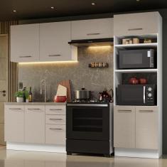 Armário de Cozinha Completa 270cm Agata Madesa 08, Branco/Crema
