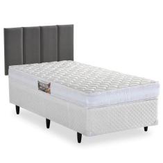Cama Box com Cabeceira Solteiro Herval Frontier, Espuma Alto Suporte, 